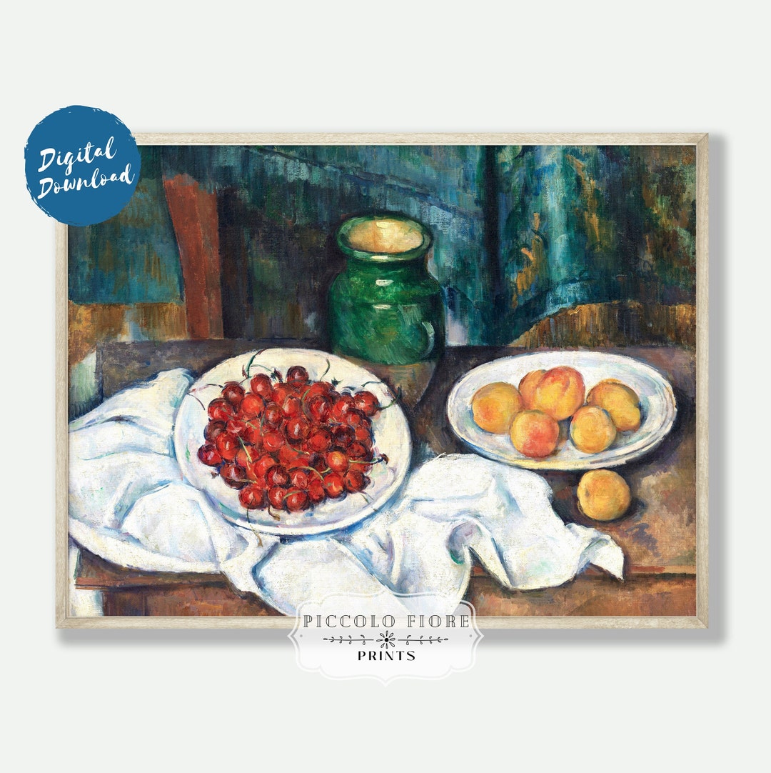 Vintage Still Life With Cherries and Peaches Art Print | Paul Cézanne ...