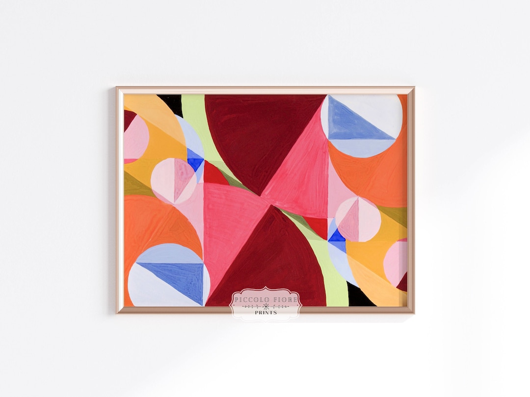 Bright Vintage Wall Art Retro Abstract Geometric Art Print Printable
