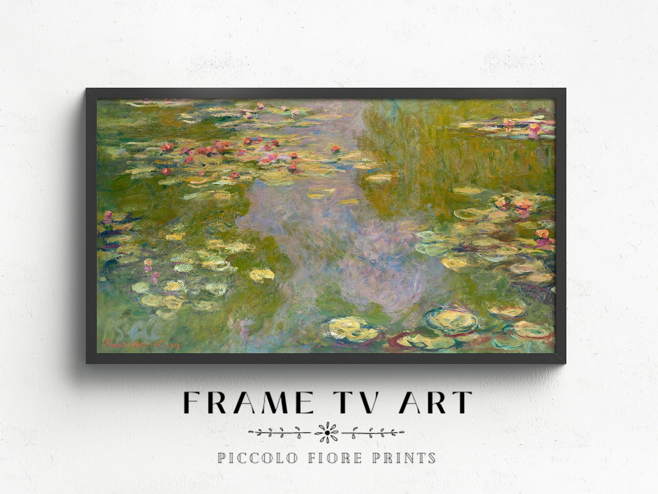 Samsung Frame TV Art Vintage Water Lilies Oil Painting Claude