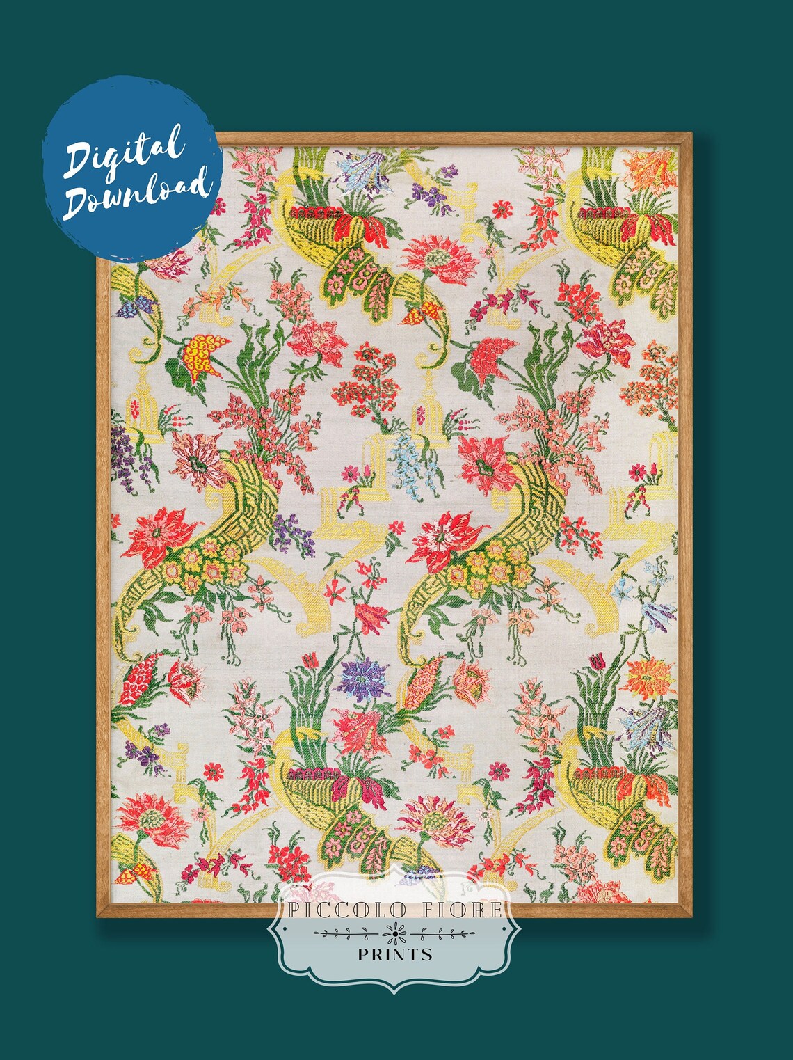 Vintage Eclectic Floral Tapestry Textile Wallpaper Art Print - Etsy