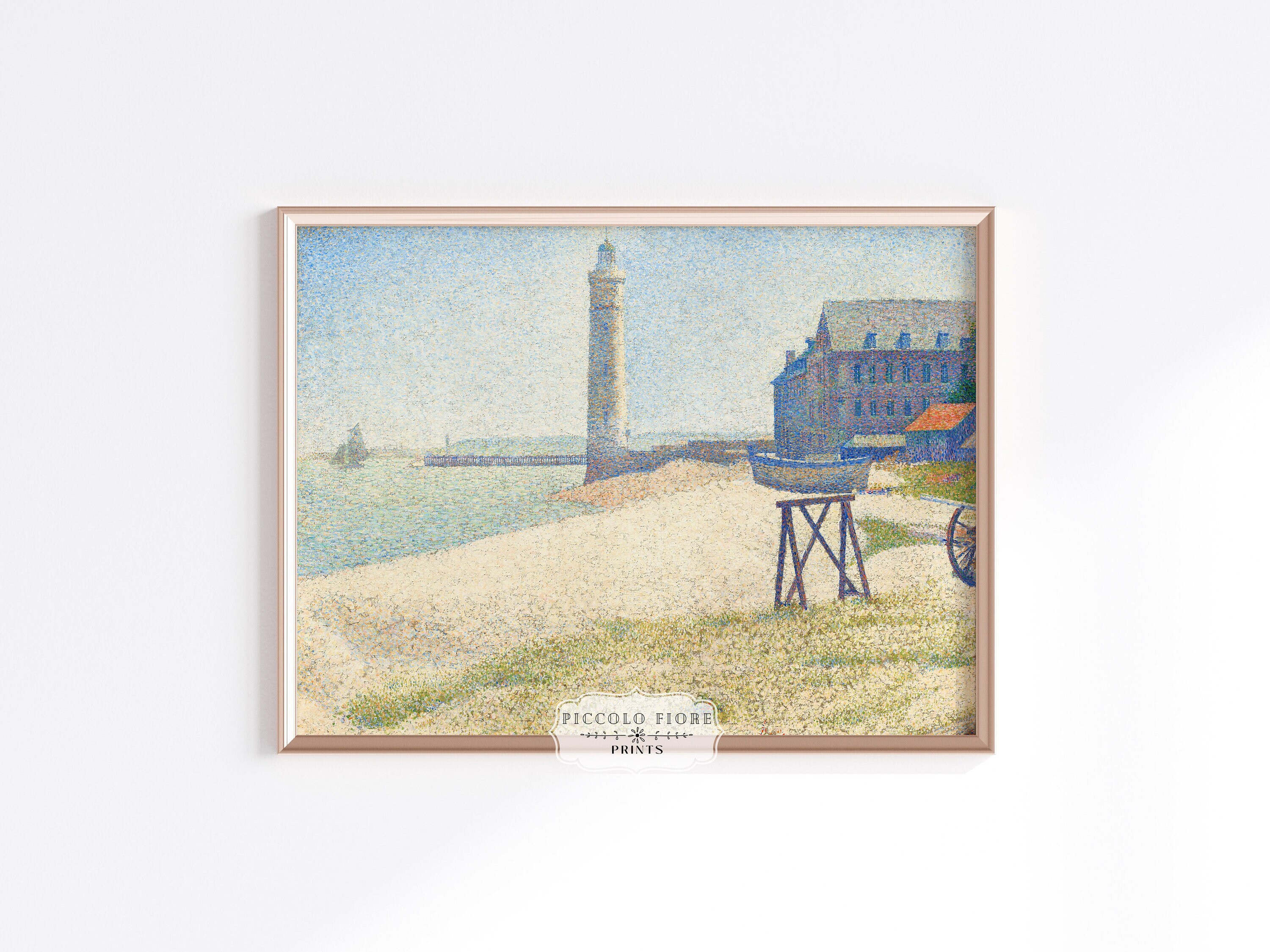 Pastel Lighthouse Art Print Vintage French Oil Painting Art Etsy