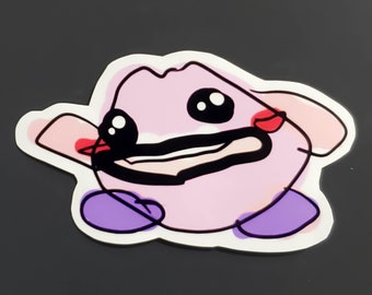 Extreem slecht getekende Kirby Kirbo lage inspanning 3" vinylsticker