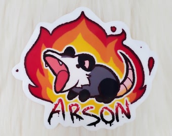 Chaotische schreeuwende opossum brandstichting rat in brand vinyl 3" sticker