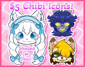 OPEN! Cheap Cute Chibi Kemono Furry Head Icon Commissions (Furry, Anime, DND, ffxiv, Pet)