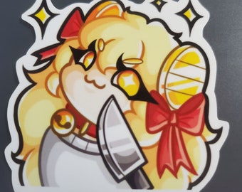 Piss Gremlin Vtuber Lucky Cat Knife Cat Meme Vinyl 3" Sticker