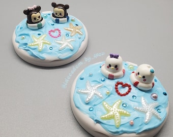 Disney Couple Pool Party Compact Mirror, Tsum Tsum Decoden Hand Mirror, Minnie y Mickey Mouse, Donald y Daisy Duck Summer Ocean Theme