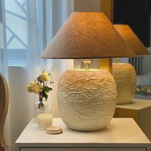 Caramel  Popcorn Lamp - Textured Ceramic Table Lamp