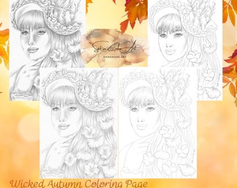 Coloring Page / Page de coloriage - Wicked Autumn - Hand drawing page