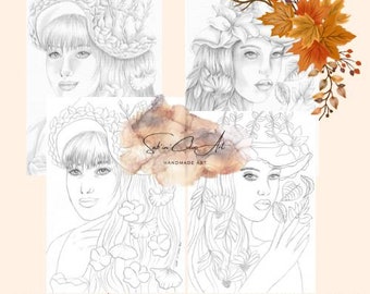 2 pages de coloriage/ 2 Coloring pages - Bewitching Autumn + Wicked Autumn - Handmade Drawings / No AI