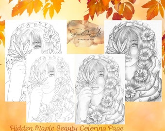 Coloring Page / Page de coloriage - Hidden Maple Beauty - Hand drawing page