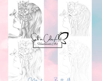 Coloring Page / Page de coloriage - Butterfly Kiss - Hand drawing page