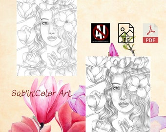 Page coloriage / Coloring Page - Magnolia Beauty - Téléchargement / Download