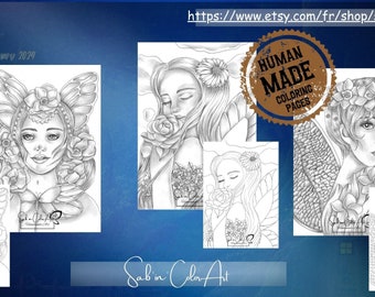 Special Faebruary - 3 coloring pages / 3 pages de coloriage : Butterfly Fairy / Daffodil Fairy / The Scent of a Fairy