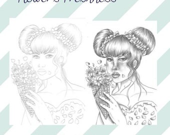 Flower's Freshness - Page de coloriage / Coloring Page - Handmande / No IA