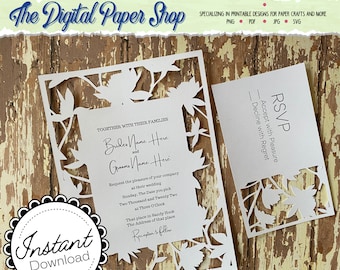 Thistle Clover gesneden bruiloft uitnodiging cricut SVG sjabloon Baby douche SVG 5 x 7 kaart en 3 x 5 ontvangst kaart Sweet 16 uitnodiging SVG