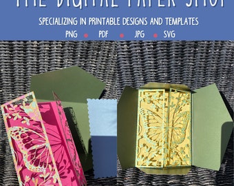 Vlinder SVG Opvouwbare uitnodigingskaart bruiloft douche glas in lood Ocean vibe voor Paper Art craft