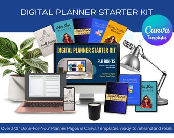 250 Canva Planner-sjabloonpagina. Verspil geen tijd meer, maar verdien geld: je startpakket voor een digitale planner is binnen!