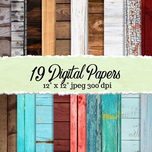 Old Wood Digital Paper PDF, 12" x 12" Shabby Chic Digital Paper Pack JPEG, JPG Vintage imprimible Scrapbook Paper Descarga instantánea- Granja
