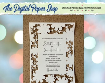 Huwelijksuitnodiging svg | Baby shower SVG | 5 x 7 kaart en 3 x 5 ontvangstkaart|  zoete 16 uitnodiging svg bruiloft uitnodiging sjabloon cricut