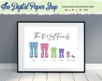 Aangepaste familie wall art cadeau voor lente huis opwarming, bruiloft voor gemengde familie, leuke verjaardag cadeau aanpasbare afdrukbare download