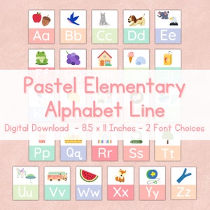 Pastel Classroom Decor | Pastel Alphabet Line | Printable Elementary Alphabet | Pastel Dnealian Alphabet Line | Pastel Theme Alphabet