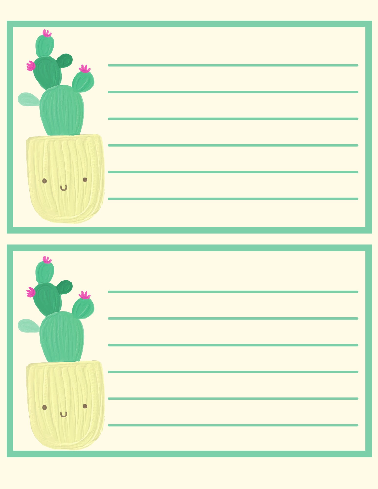 Cactus Theme Notecards | Cactus Classroom Decor| Cactus Welcome ...