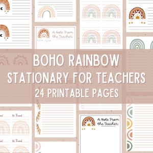 Boho Rainbow Elementary Notes | Modern Rainbow Teacher Paper | Neutral Rainbow Classroom Decor | Earth Tone Rainbow Classroom Decor