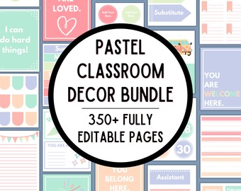 Pastel Classroom Decor Bundle | Bright Pastel Elementary Classroom Decorations | Editable Pastel Classroom Decor | Pastel Teacher Resources