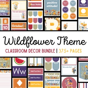 Wildflower Classroom Decor | Elementary Classroom Wildflower Template Decorations Bundle | Flower Theme Classroom Decorations Template
