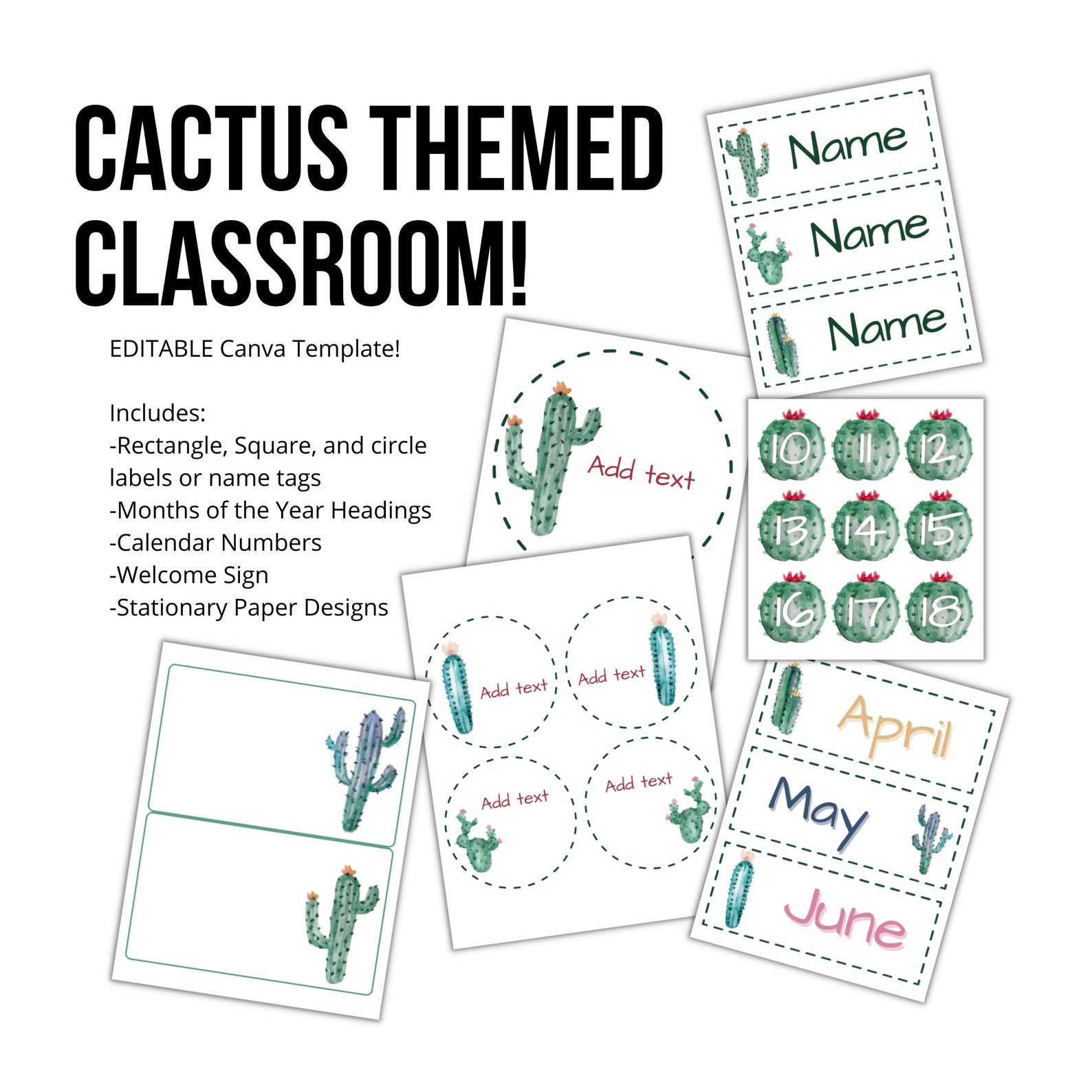Cactus Classroom Decor Cactus Classroom Theme Elementary Etsy