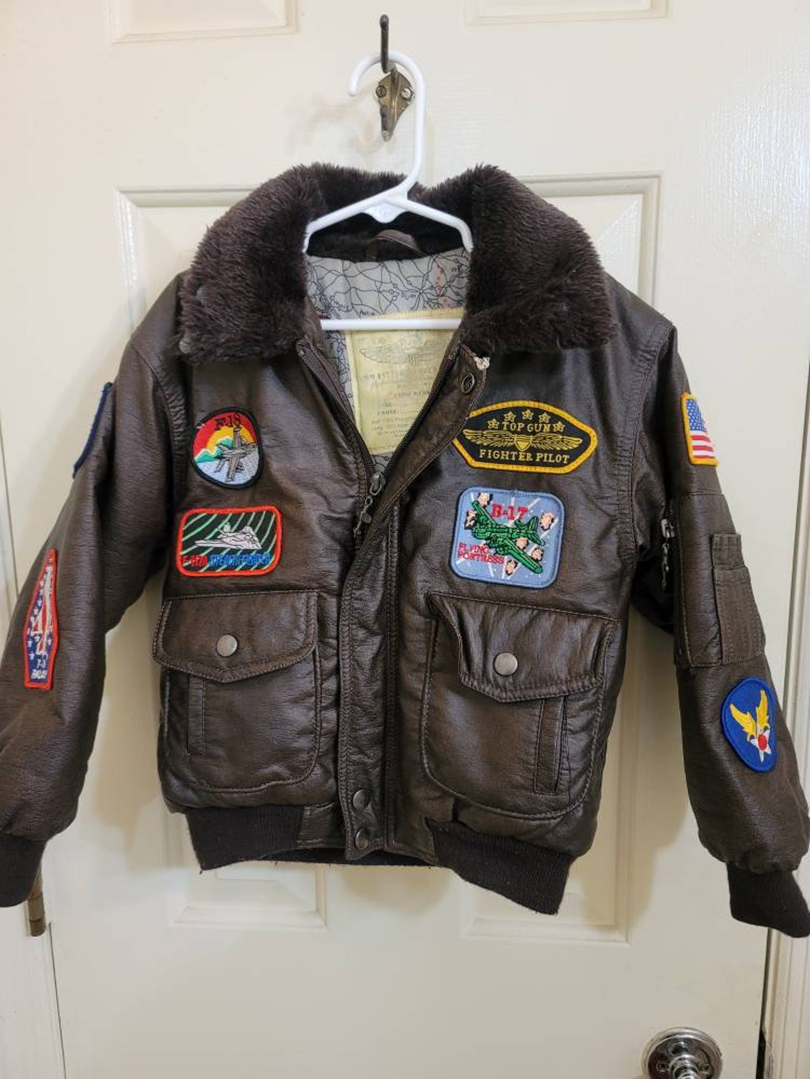 Boys World War II Style Bomber Jacket Fax Fur Etsy