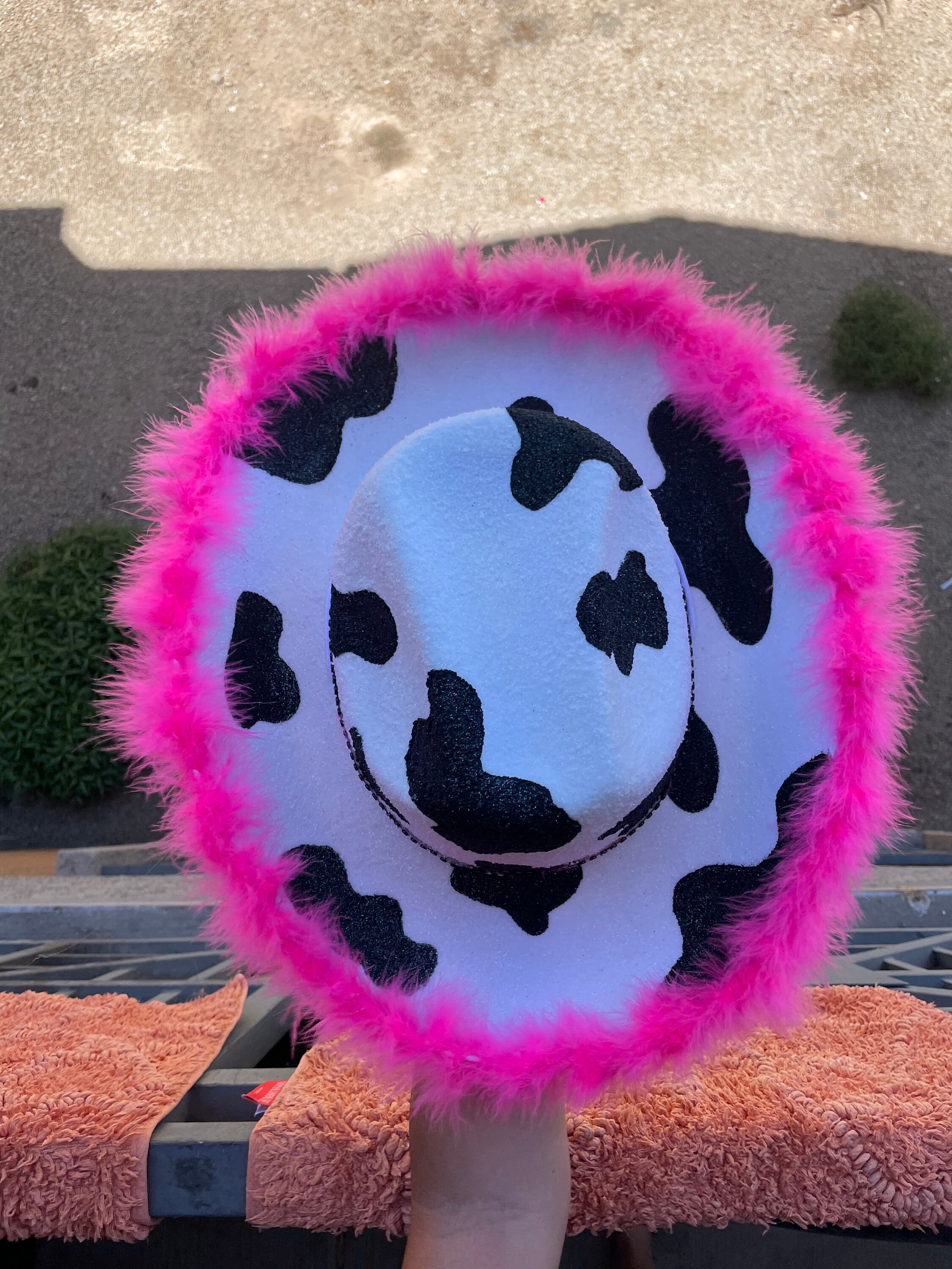 Glitter Cowgirl Hat Estampado de vaca Etsy España