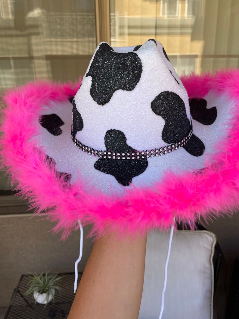 Glitter Cowgirl Hat Cow Print Etsy