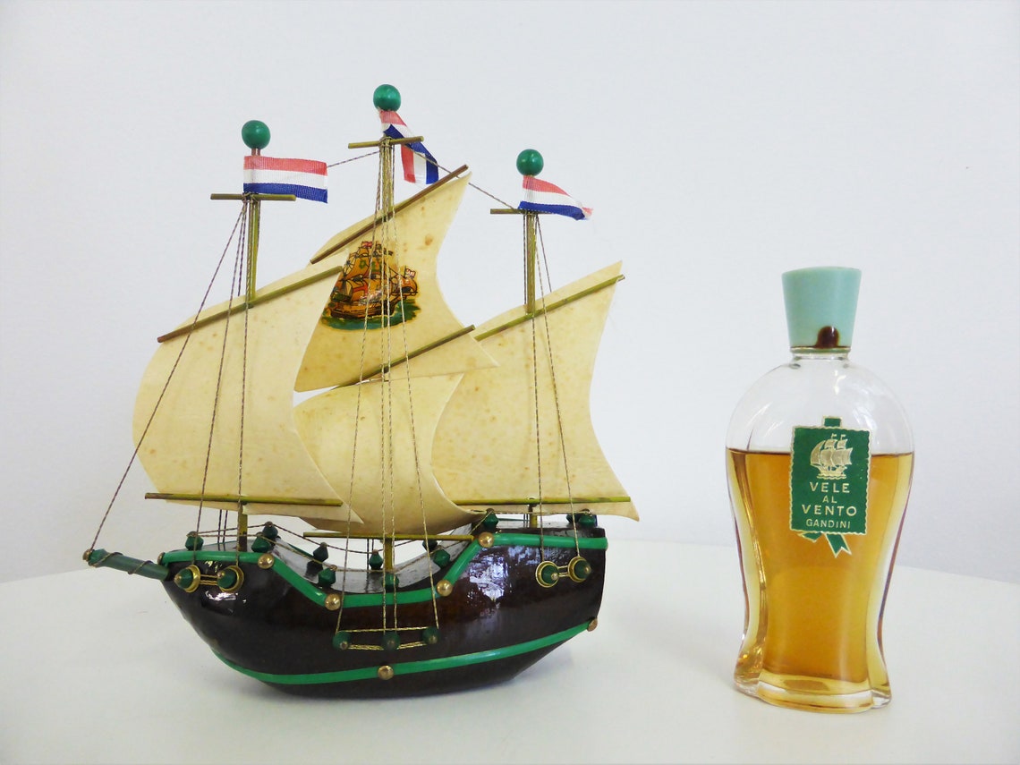 Sailing Sculpture Set With Liquor Bottle, Set of 3, 50s Etsy