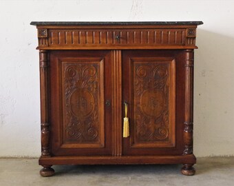 Walnut & Marble Sideboard, 1920s