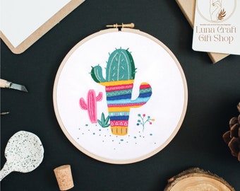 DIY Plant Embroidery Kit-Cactus Llama Embroidery Kit-Beginner Friendly-Hoop Art-Craft Art-Home Decor-Housewarming /Birthday Gift