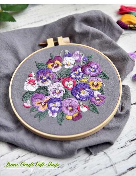 DIY Embroidery Kit Flower Bouquetbeginner Friendlyfloral Etsy