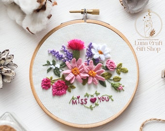 Modern Embroidery Kit-Beginner&Intermediate Level-Squirrel, Unicorn, Flower Bouquet-Floral Hoop Art-Craft Art -Home Decor-Birthday Gift