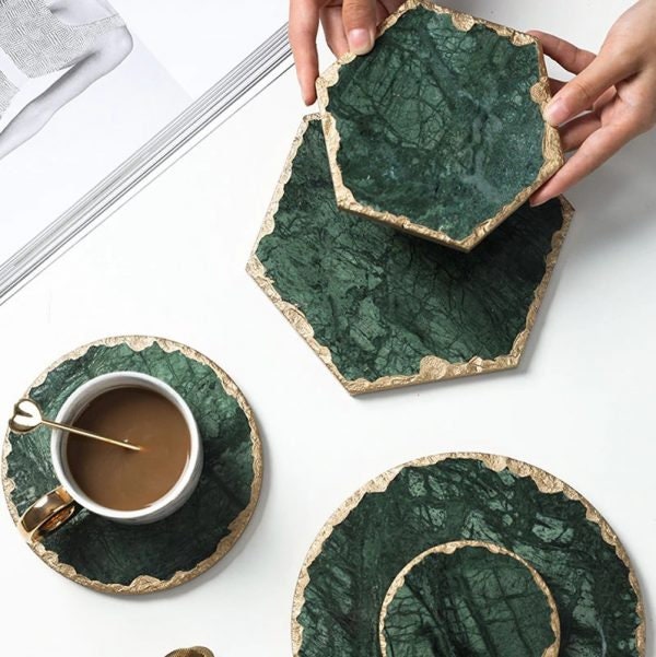 Plateau en Marbre, Parfait Pour Exposer Des Bijoux ou de La Nourriture, Décoration Table - Rakem