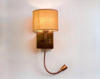 Antique Brass Plug-in Wall Sconce: Bedside Reading Lamp