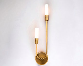 Brass Wall Sconce, Antique Brass Wall Sconce, Led Wall Sconce, Bedroom Wall Sconce, Minimal Wall Sconce, Mid Century Sconce Light, Home Gift