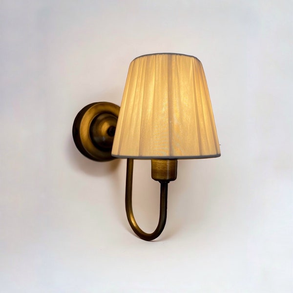Minimalist Wall Sconce, Bedroom Wall Sconce, Fabric Wall Sconce, Antique Brass Wall Sconce, Brass Wall Light, Mid Century Sconce,Wall Sconce