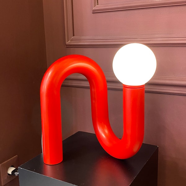 Red Tube Table Lamp, Modern Table Lamp, Red Table Lamp, Unique Table Lamp, Bedside Lamp, Living Room Decor, Modern Home Decor, Unique Light