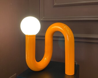 Orange Tube Table Lamp, Modern Tube Lamp, Unique Lamp, Bedside Lamp, Living Room Decor, Home Decor, Modern Decor, Unique Lighting