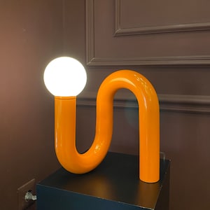 Orange Tube Table Lamp, Modern Tube Lamp, Unique Lamp, Bedside Lamp, Living Room Decor, Home Decor, Modern Decor, Unique Lighting image 1