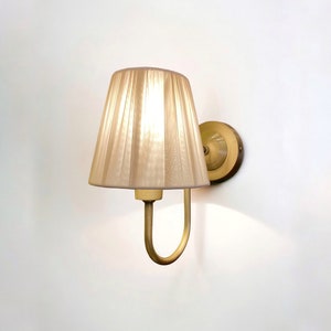 Minimalist Fabric Wall Sconce, Brass Wall Sconce, Fabric Wall Sconce, Raw Brass Wall Sconce, Brass Wall Light, Bedside Sconce, Wall Sconce