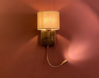 Bedside Wall Sconce, Reading Lamp, Plug-in Wall Sconce, Unique Wall Sconce, Antique Brass Wall Lamp, Bedroom Wall Sconce,Contemporary Sconce