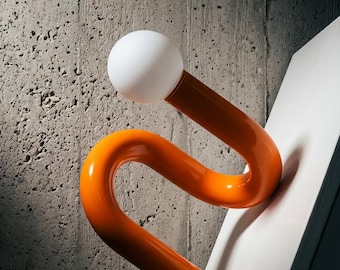 Modern Orange Tube Table Lamp: Minimalist Bedside Light