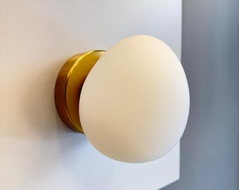 Modern Egg Shaped Milk Glass Wall Sconce: Hallway Light Fixture