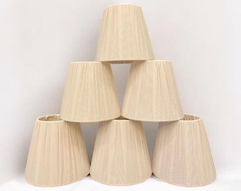 Handmade Pleated Beige Fabric Lampshade: Minimalist Sconce & Chandelier Shade